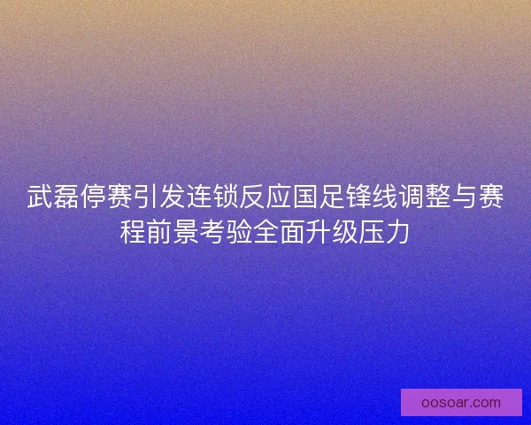 武磊停赛引发连锁反应国足锋线调整与赛程前景考验全面升级压力